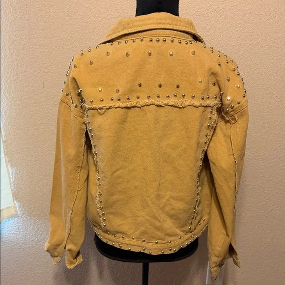 Silver Studded Khaki Colored Jacket - Picture 5 of 7